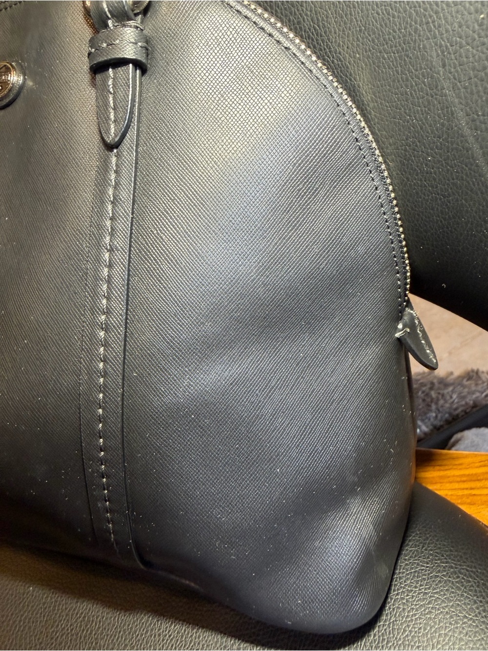 Coach F25671 Peyton Crossgrain Patent Leather Domed Satchel Purse Bag Black - Picture 5 of 16